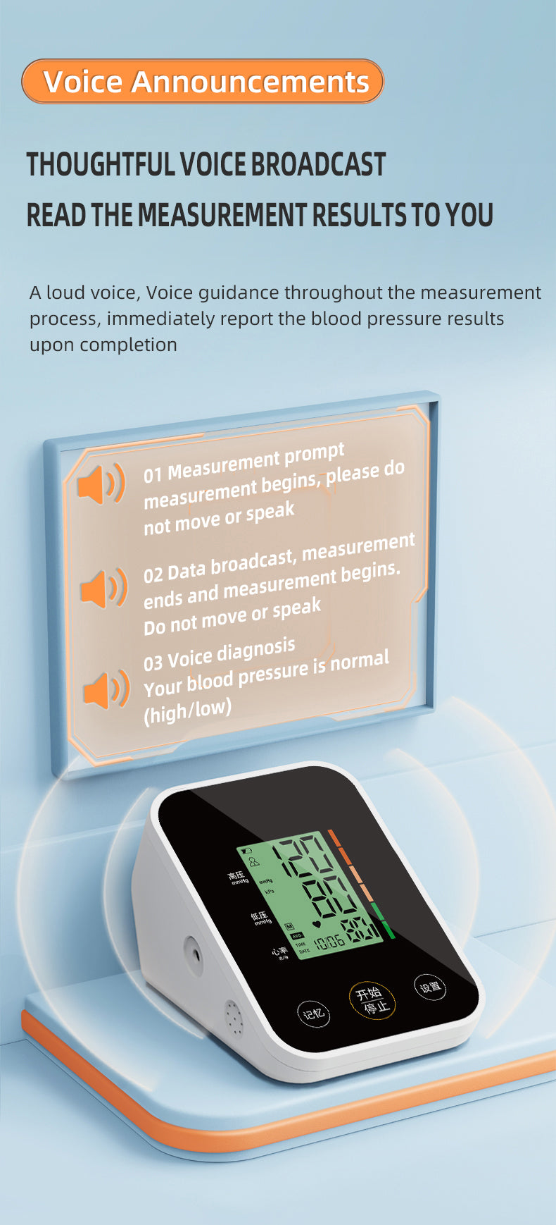 Digital Blood Pressure Monitor Full Screen LCD Display Automatic Wrist BP Machine